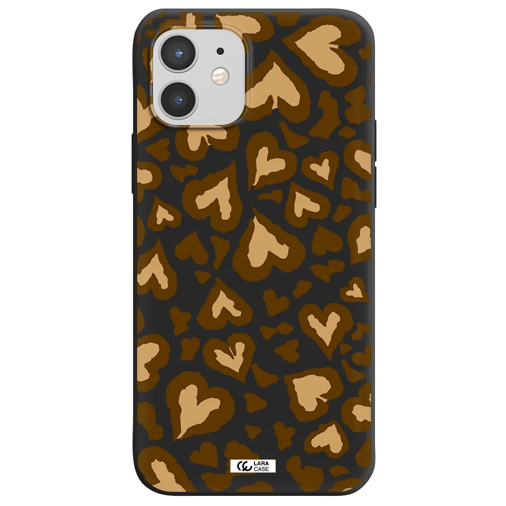 Heart Leopard Apple iPhone 12 mini Silicone black Case