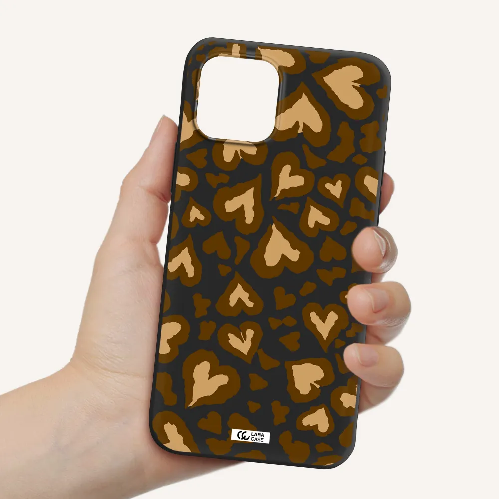 Heart Leopard Apple iPhone 12 mini Silicone black Case