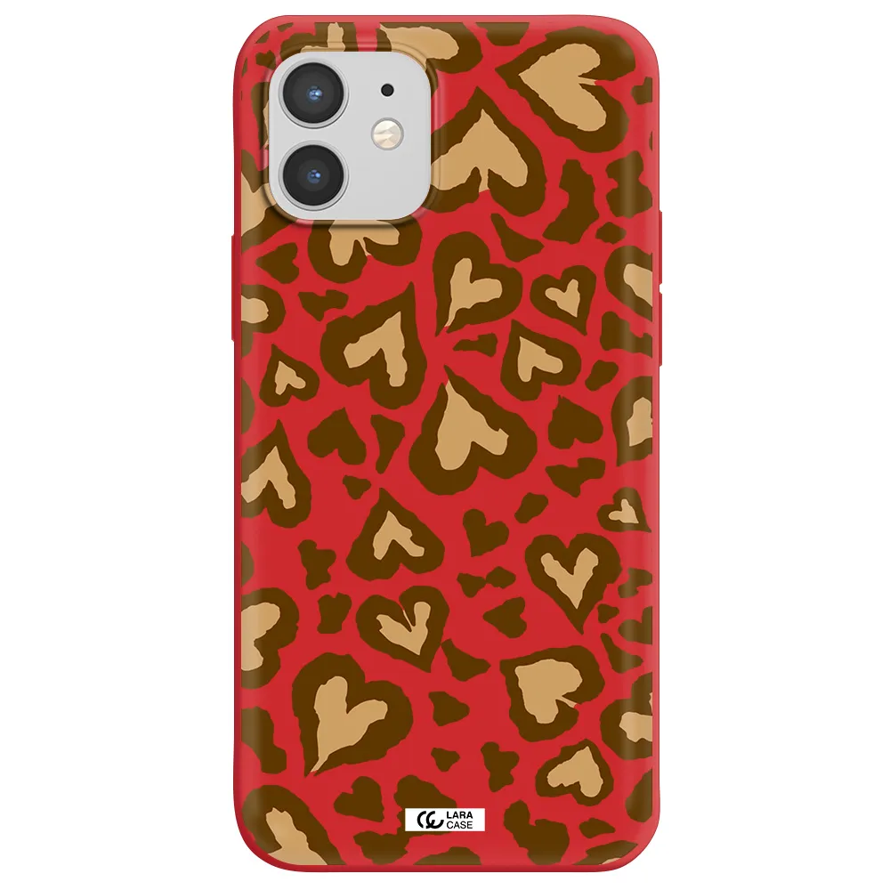 Heart Leopard Apple iPhone 12 mini Silicone Imperial Red Case