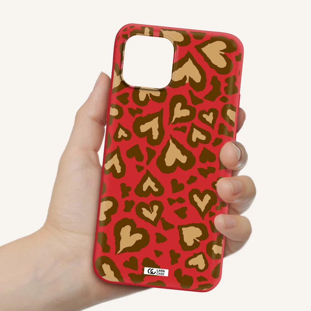 Heart Leopard Apple iPhone 12 mini Silicone Imperial Red Case