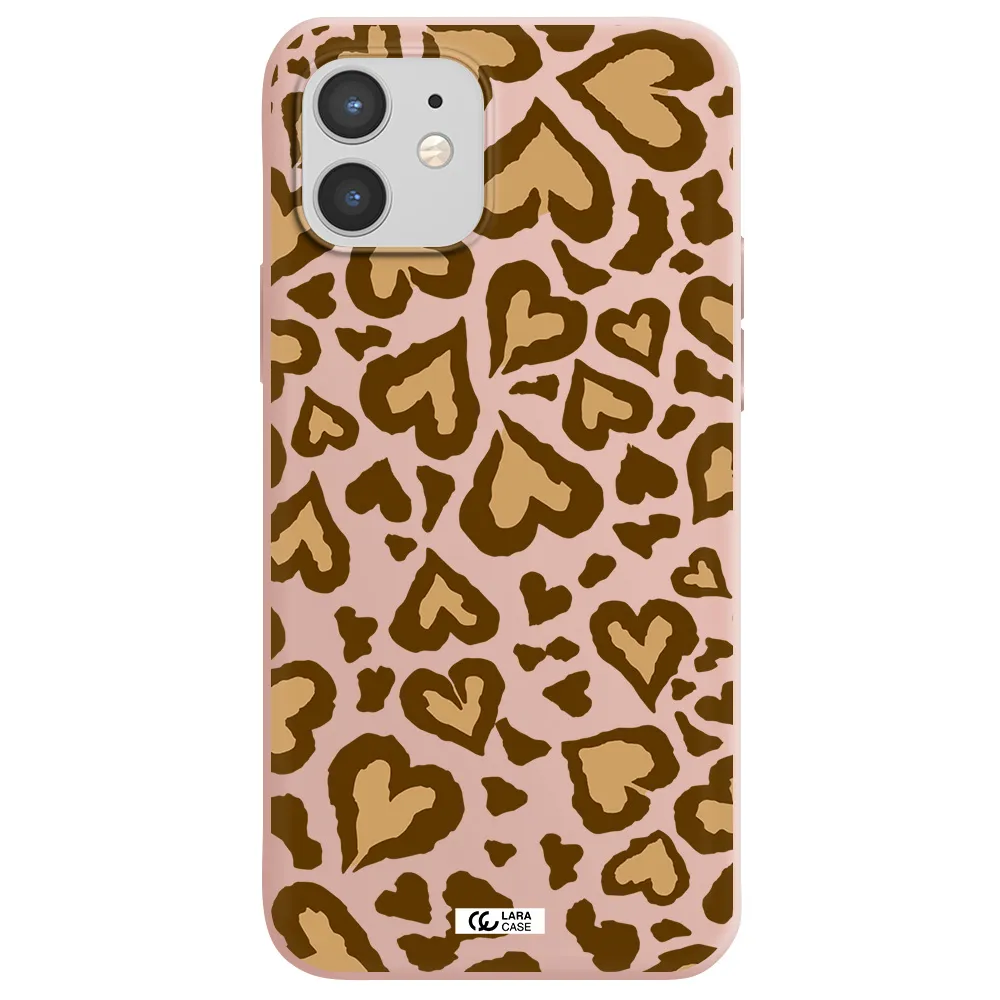 Heart Leopard Apple iPhone 12 mini Silicone pastel pink Case
