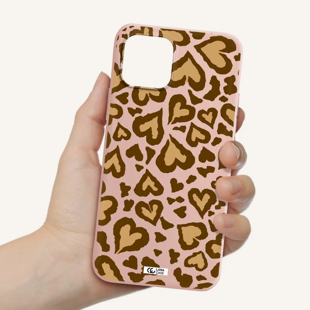 Heart Leopard Apple iPhone 12 mini Silicone pastel pink Case