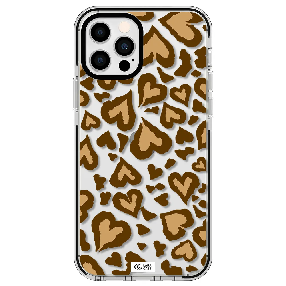 Heart Leopard Apple iPhone 12 pro impact black border Case