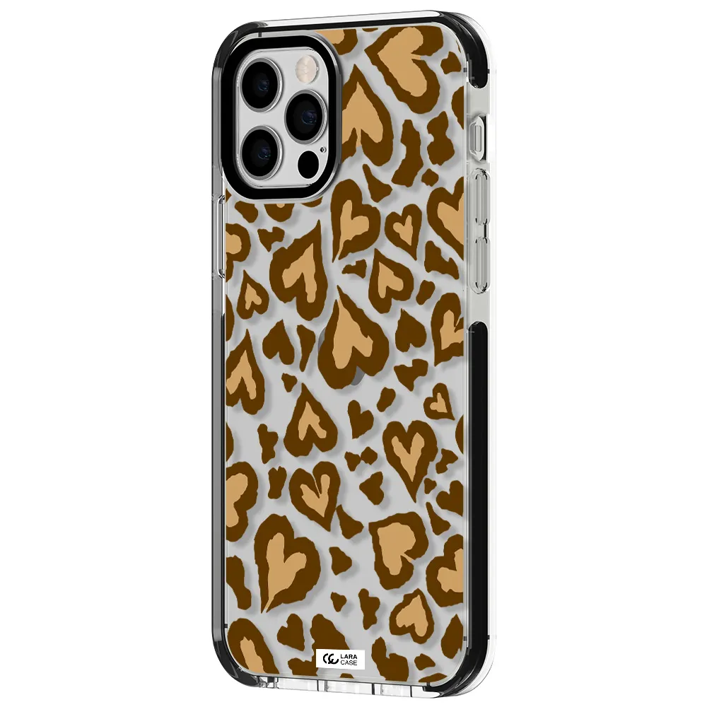 Heart Leopard Apple iPhone 12 pro impact black border Case