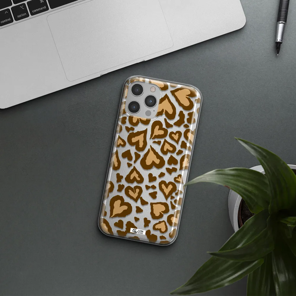 Heart Leopard Apple iPhone 12 pro max Clear TPU Case