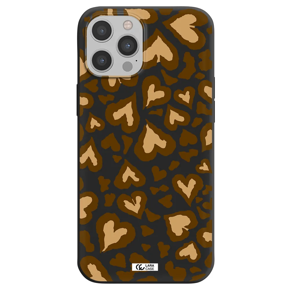 Heart Leopard Apple iPhone 12 pro max Silicone black Case