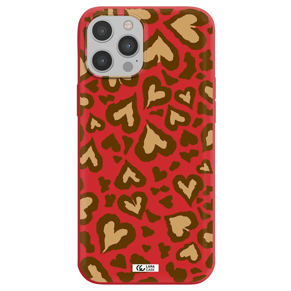 Heart Leopard Apple iPhone 12 pro max Silicone Imperial Red Case
