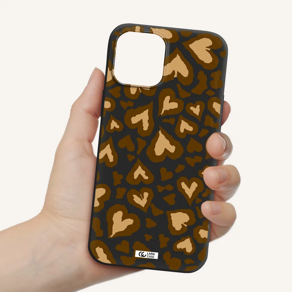 Heart Leopard Apple iPhone 12 pro Silicone black Case