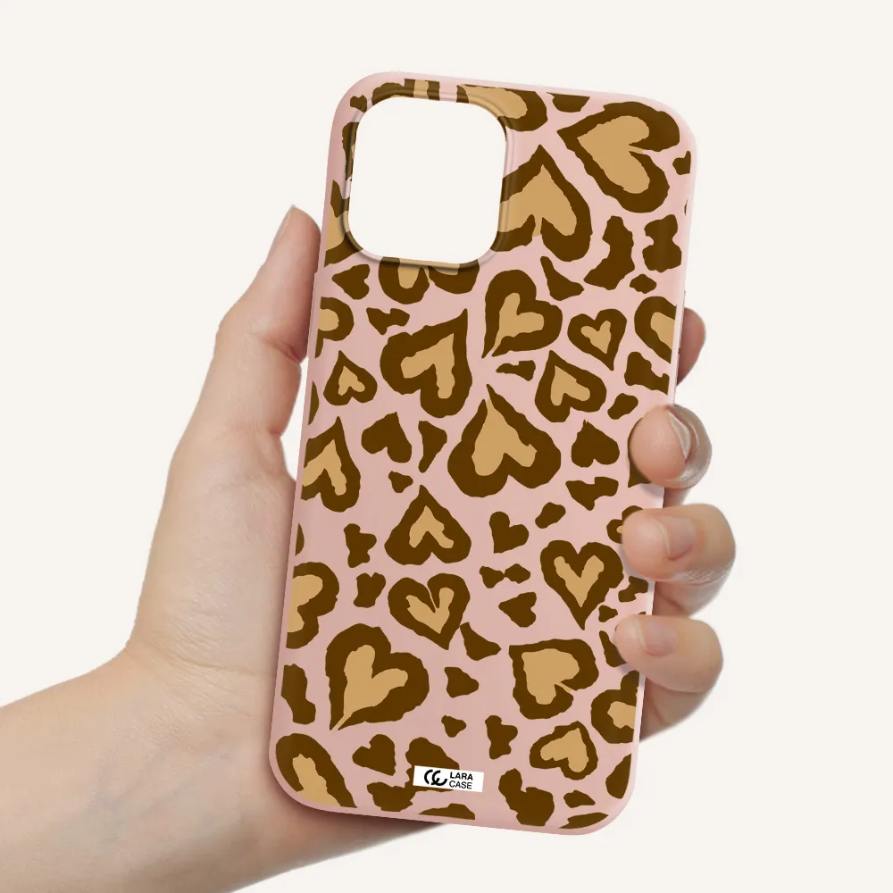Heart Leopard Apple iPhone 12 pro Silicone pastel pink Case