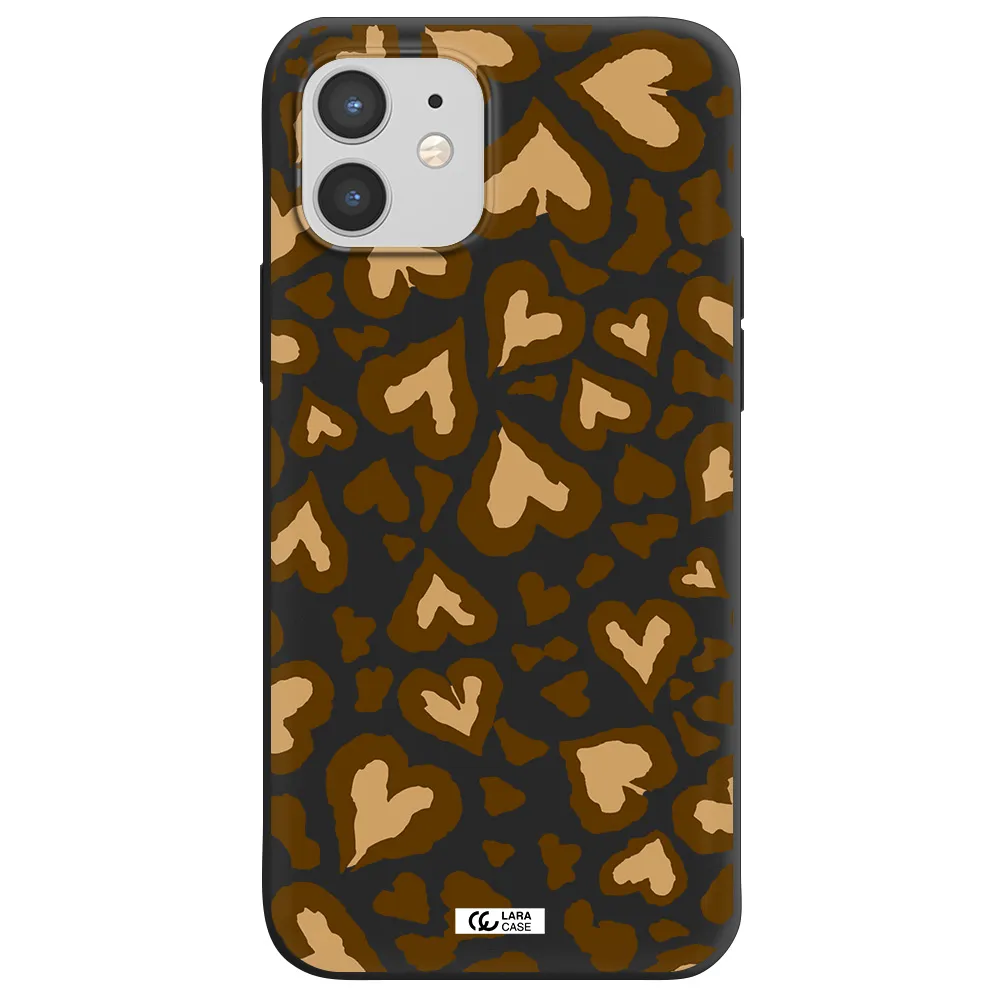 Heart Leopard Apple iPhone 12 Silicone black Case