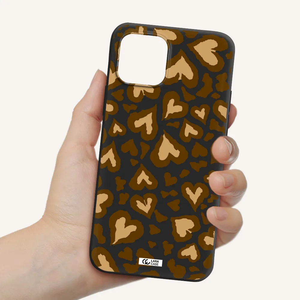 Heart Leopard Apple iPhone 12 Silicone black Case