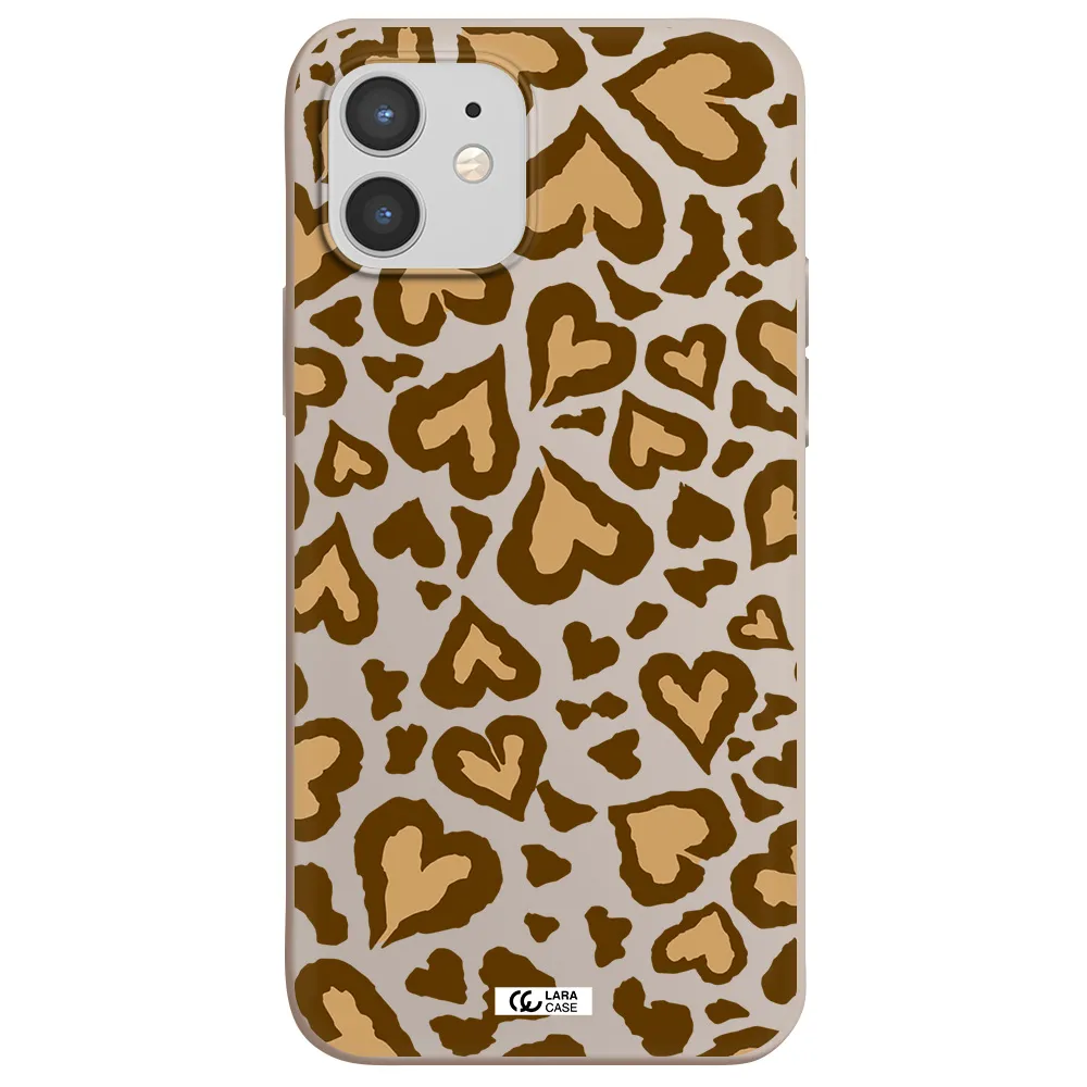 Heart Leopard Apple iPhone 12 Silicone Stone Case