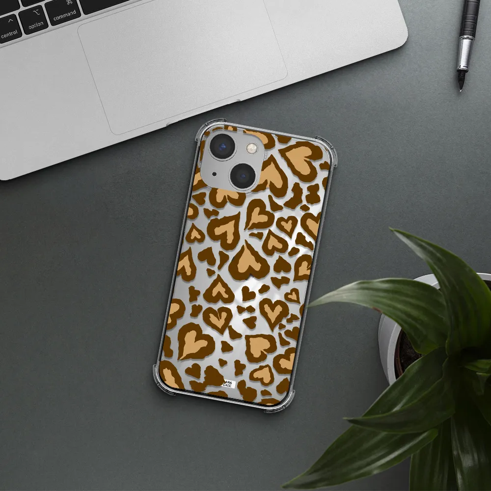 Heart Leopard Apple iPhone 13 Clear PC Case