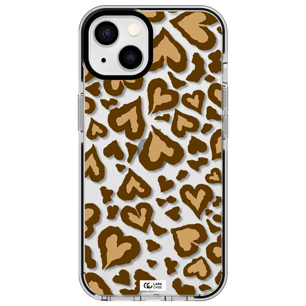 Heart Leopard Apple iPhone 13 impact black border Case