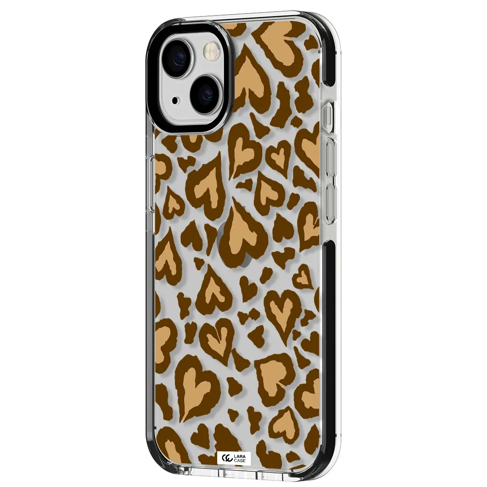 Heart Leopard Apple iPhone 13 impact black border Case