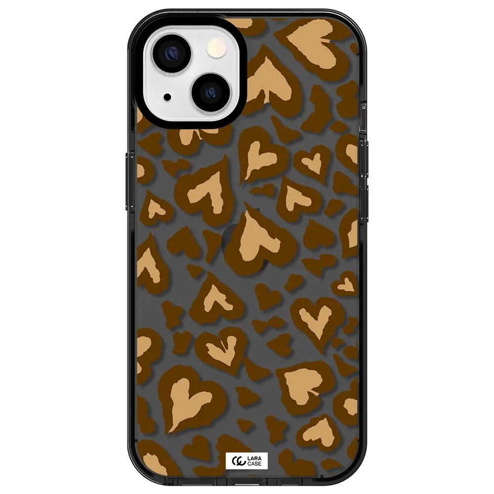 Heart Leopard Apple iPhone 13 impact Smoke Black Case