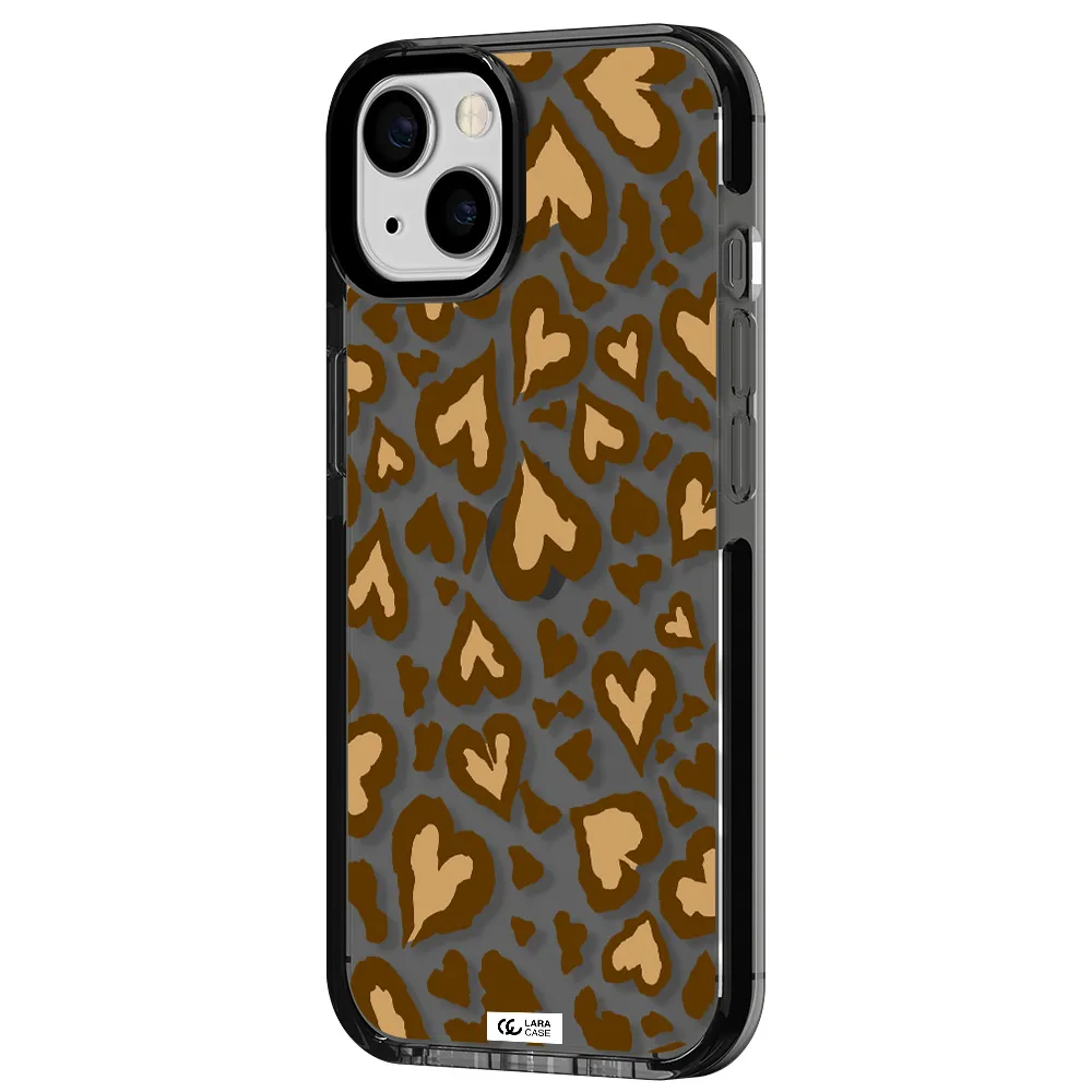 Heart Leopard Apple iPhone 13 impact Smoke Black Case