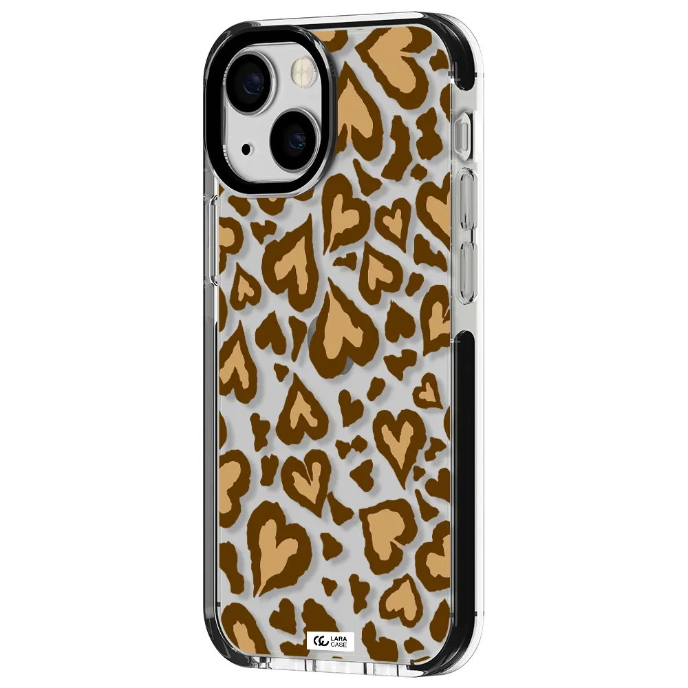 Heart Leopard Apple iPhone 13 mini impact black border Case