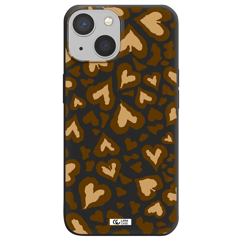 Heart Leopard Apple iPhone 13 mini Silicone black Case