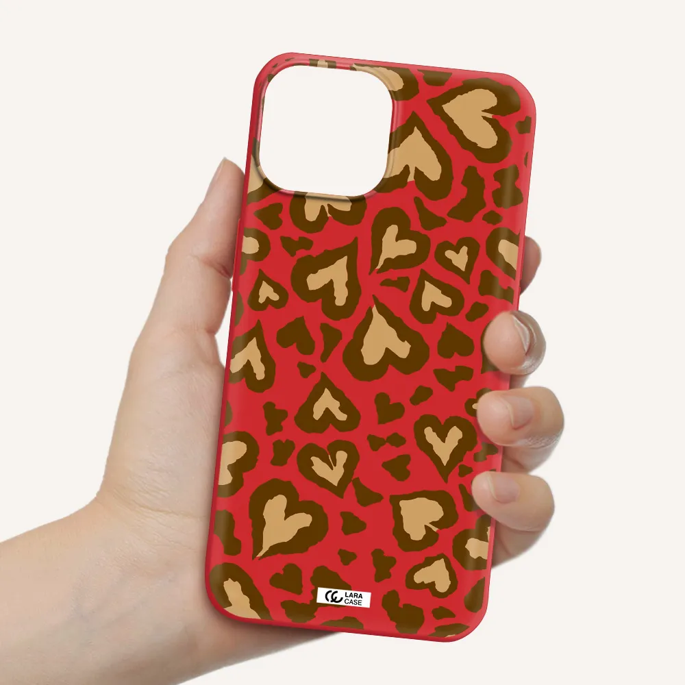 Heart Leopard Apple iPhone 13 mini Silicone Imperial Red Case
