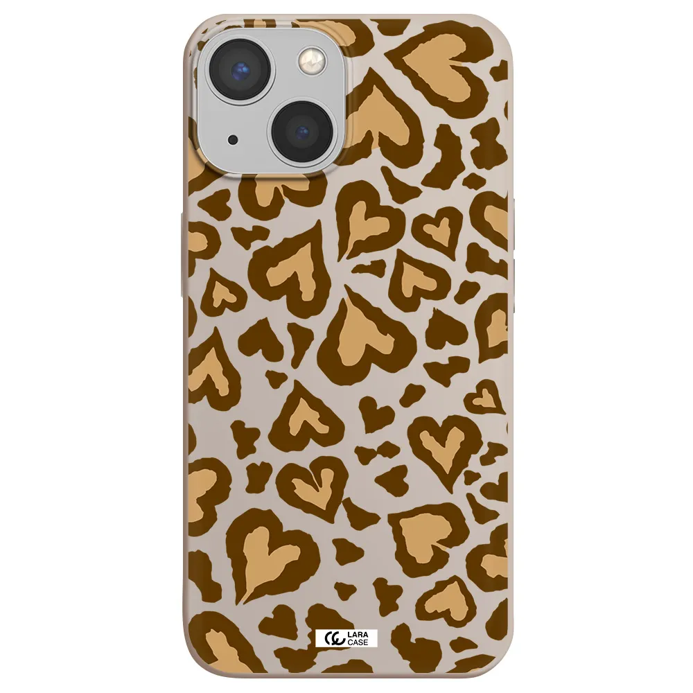 Heart Leopard Apple iPhone 13 mini Silicone Stone Case