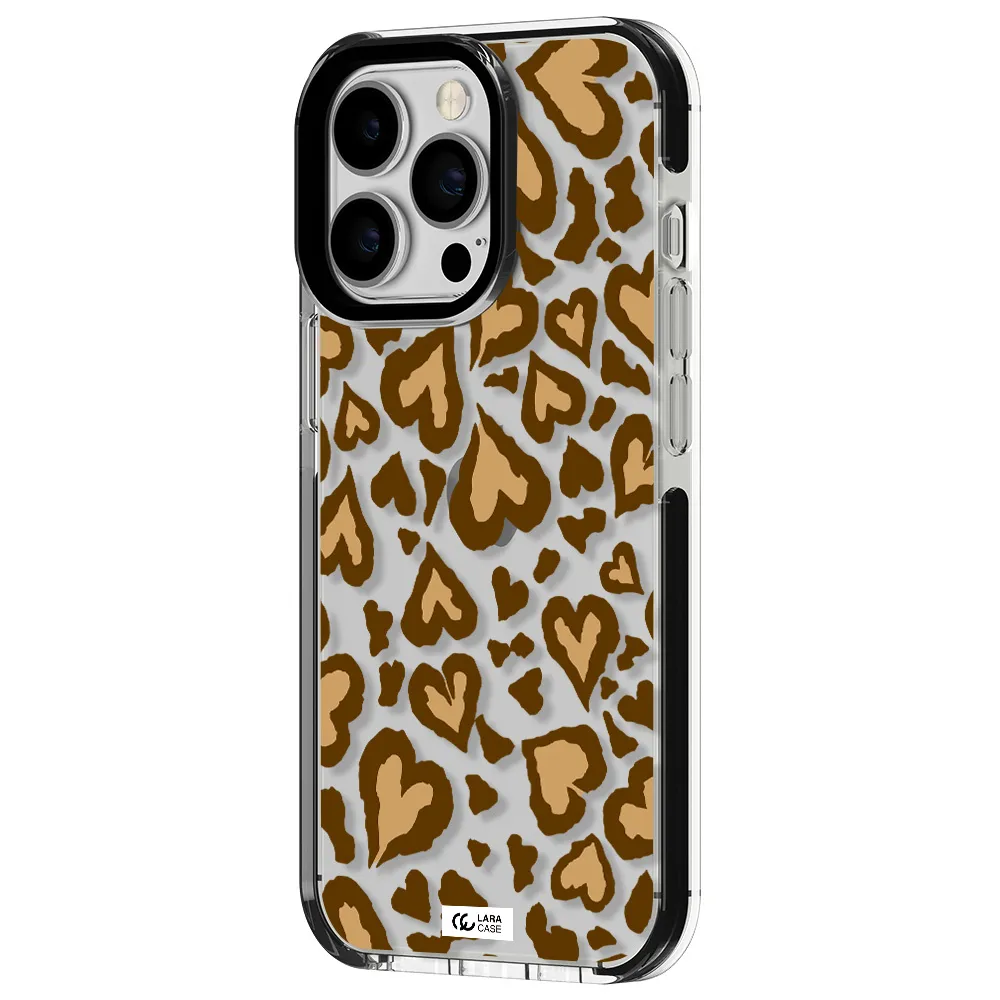 Heart Leopard Apple iPhone 13 Pro impact black border Case