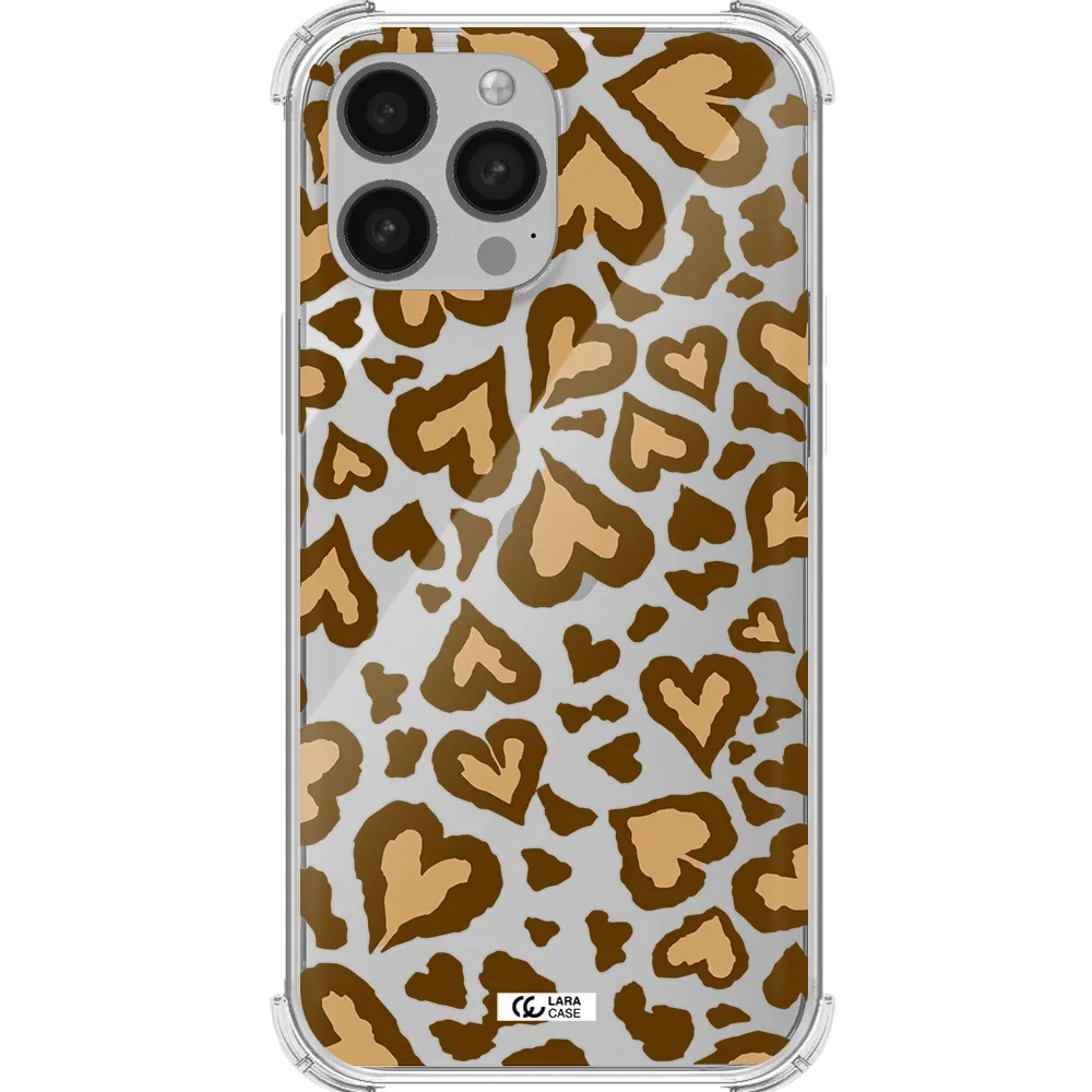 Heart Leopard Apple iPhone 13 Pro Max Clear PC Case
