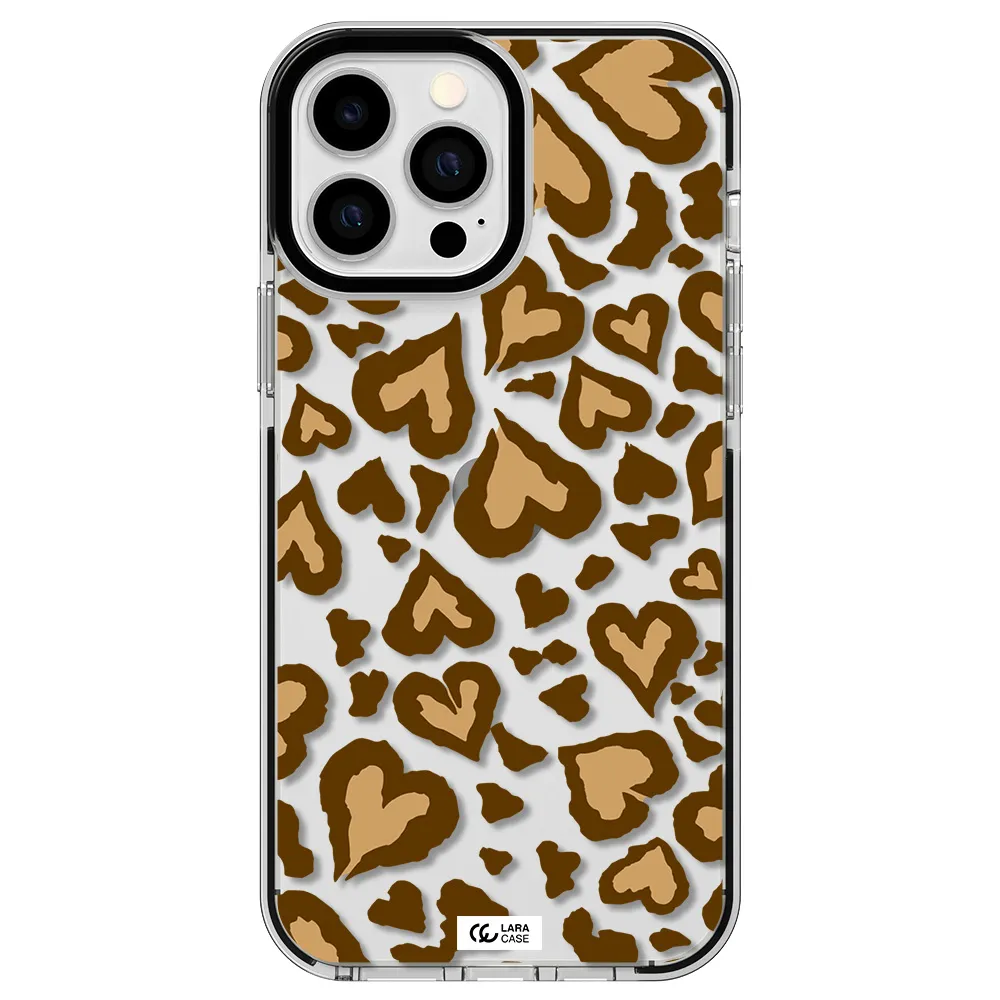 Heart Leopard Apple iPhone 13 Pro Max impact black border Case