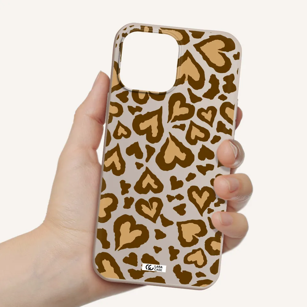 Heart Leopard Apple iPhone 13 Pro Silicone Stone Case