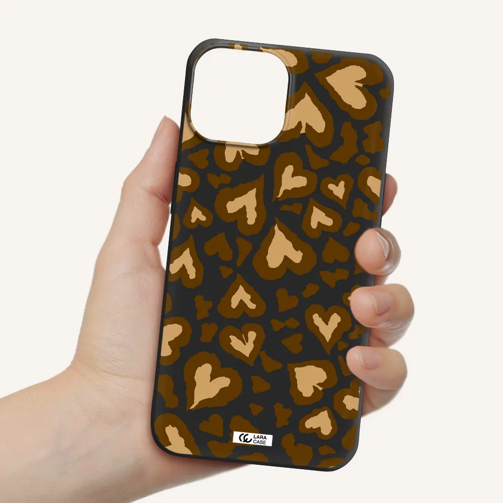 Heart Leopard Apple iPhone 13 Silicone black Case