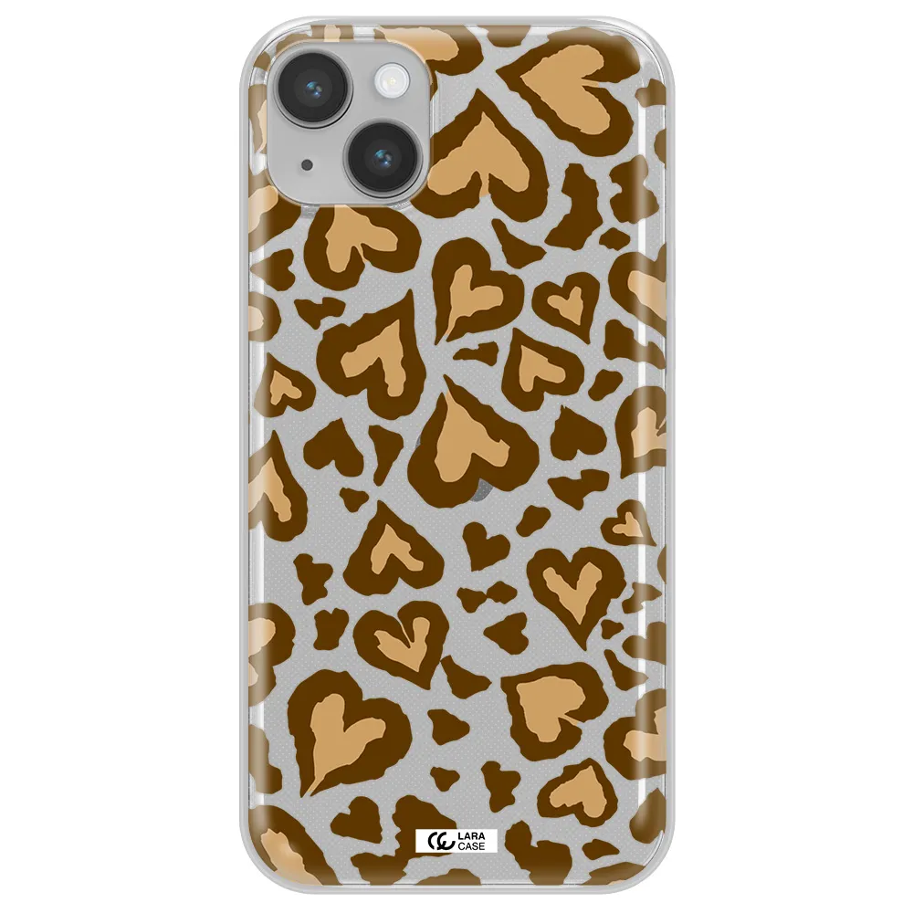 Heart Leopard Apple iPhone 14 Clear TPU Case