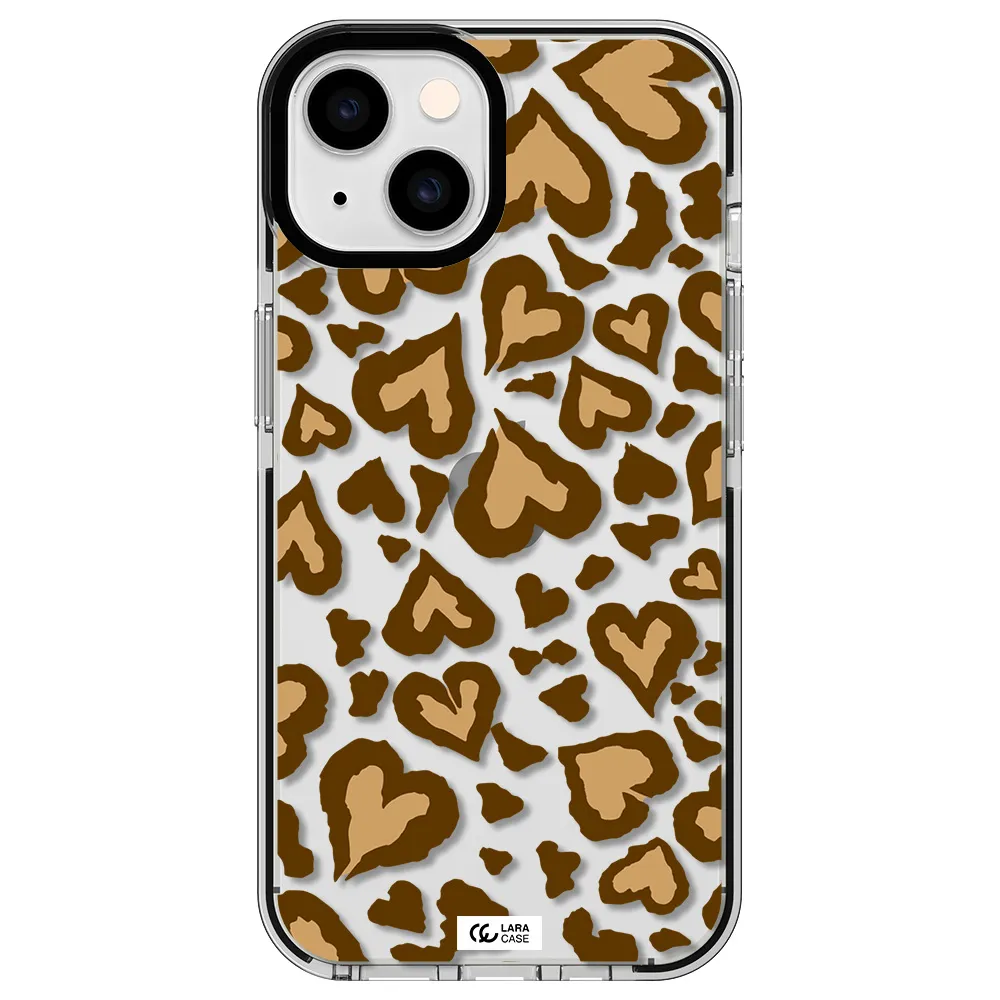 Heart Leopard Apple iPhone 14 impact black border Case