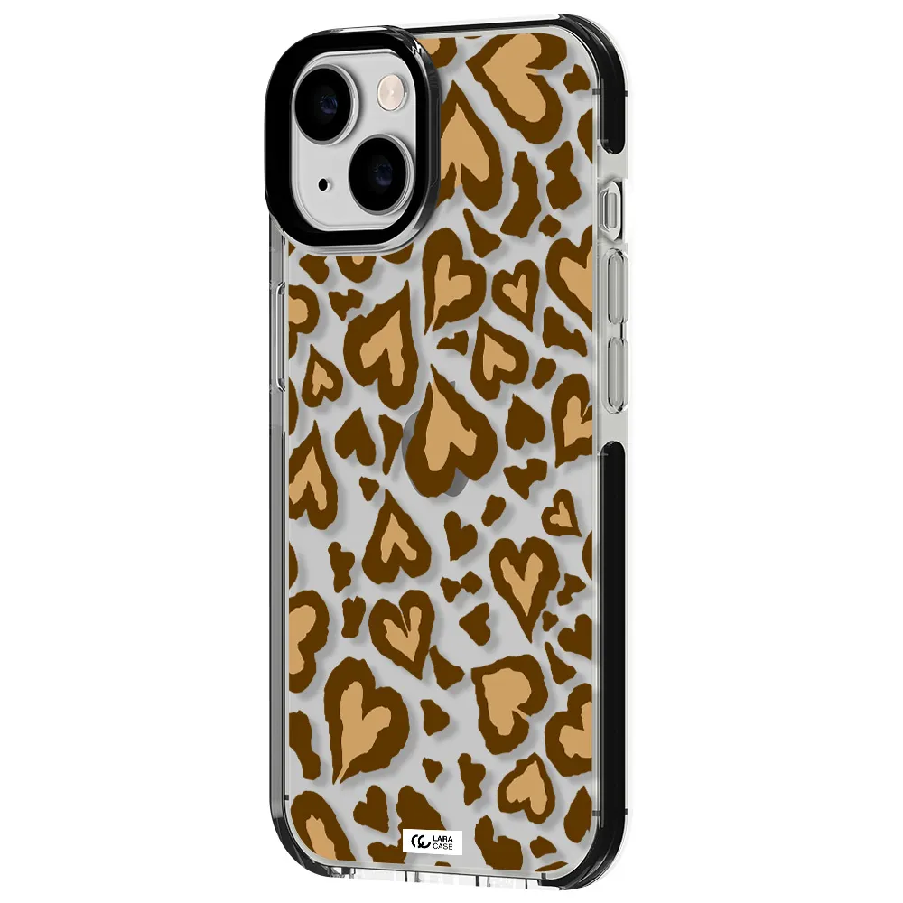Heart Leopard Apple iPhone 14 impact black border Case