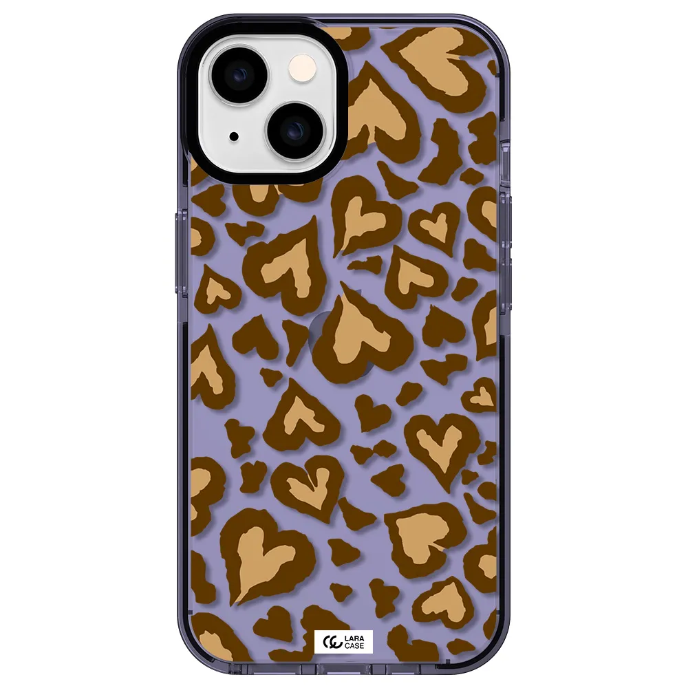 Heart Leopard Apple iPhone 14 impact Lilac Case