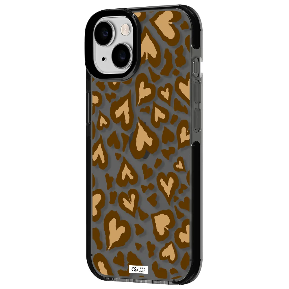 Heart Leopard Apple iPhone 14 impact Smoke Black Case