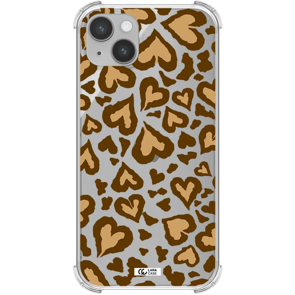 Heart Leopard Apple iPhone 14 plus Clear PC Case