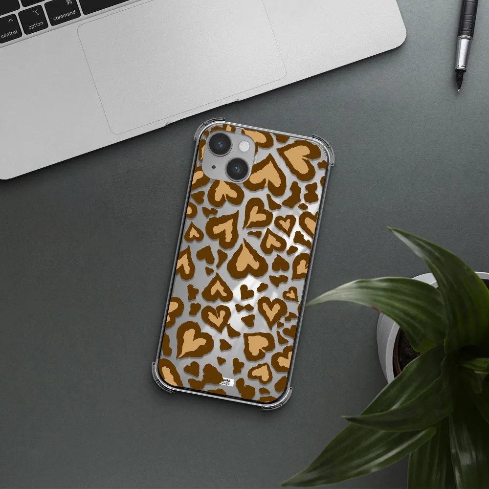 Heart Leopard Apple iPhone 14 plus Clear PC Case