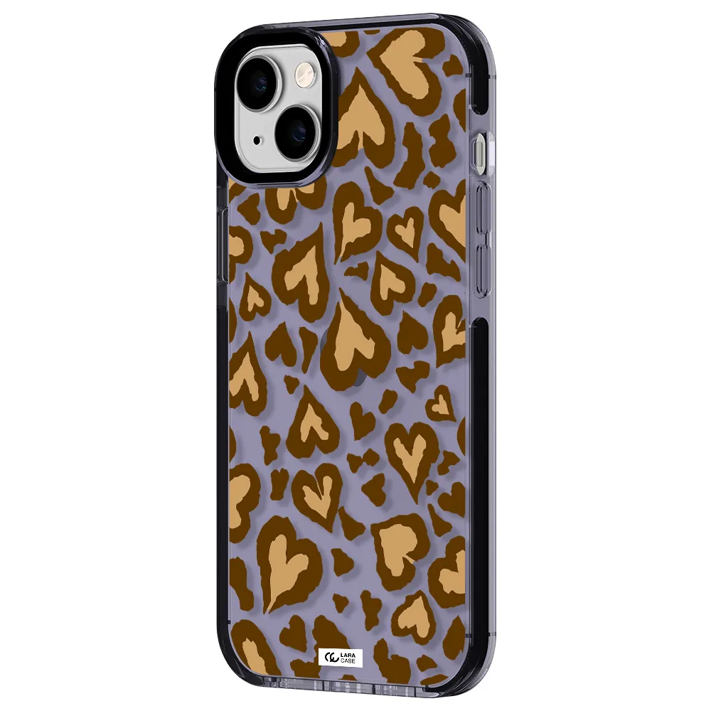 Heart Leopard Apple iPhone 14 plus impact Lilac Case