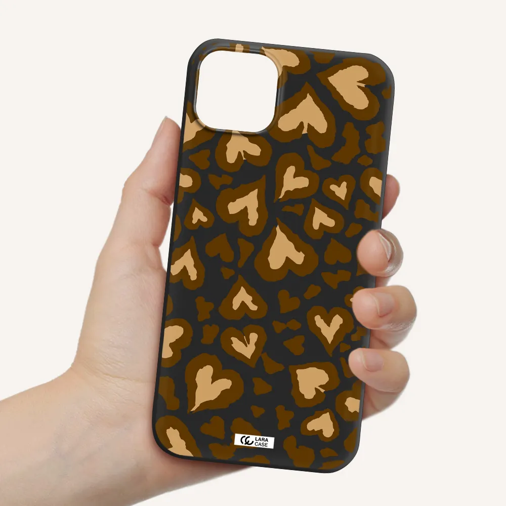 Heart Leopard Apple iPhone 14 plus Silicone black Case