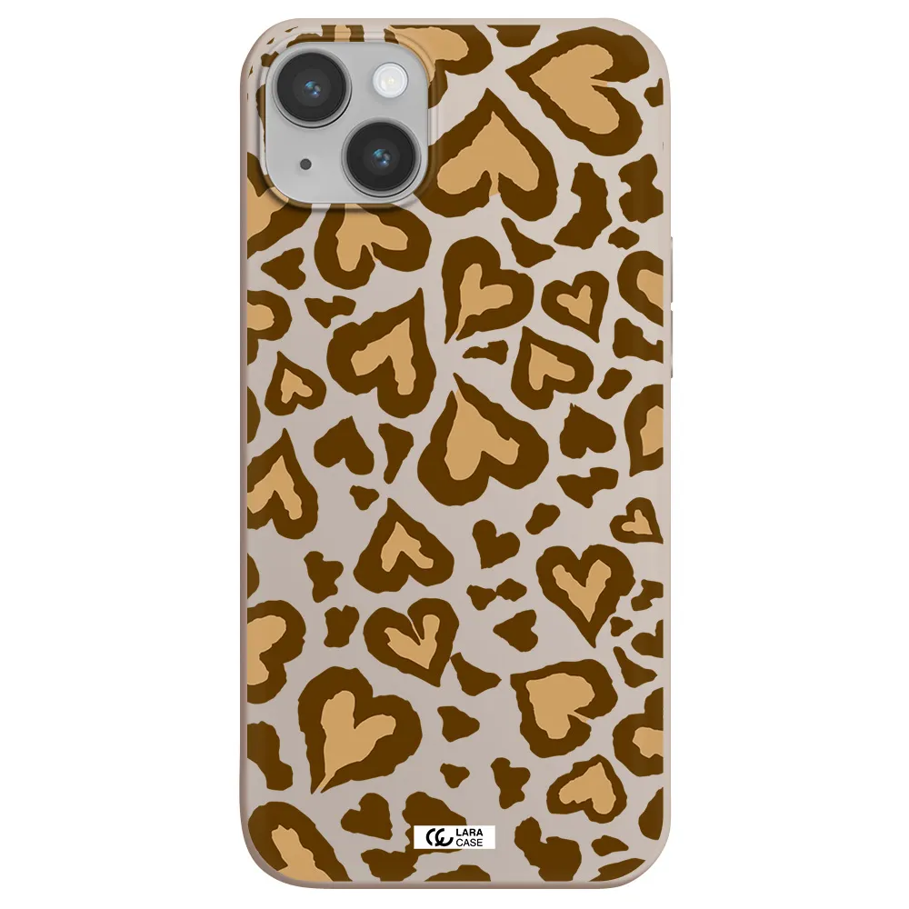 Heart Leopard Apple iPhone 14 plus Silicone Stone Case
