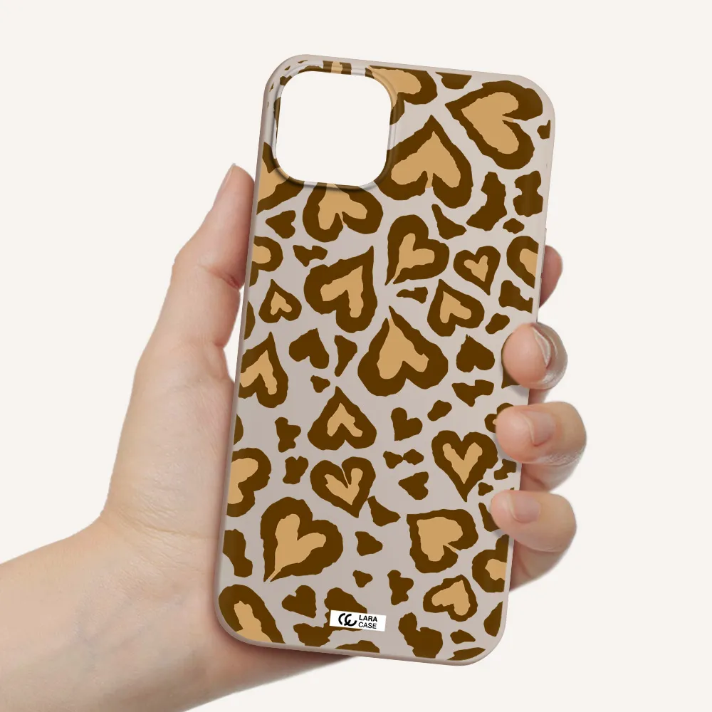 Heart Leopard Apple iPhone 14 plus Silicone Stone Case