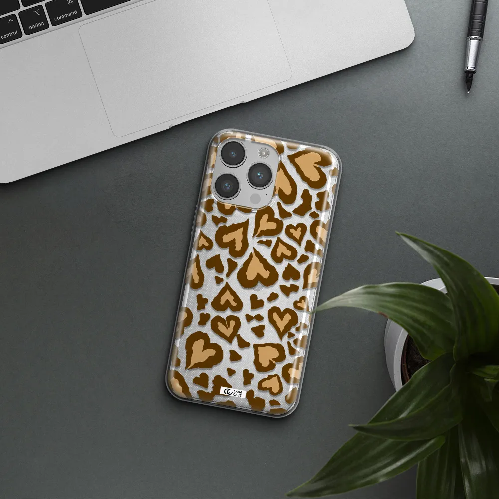 Heart Leopard Apple iPhone 14 pro Clear TPU Case