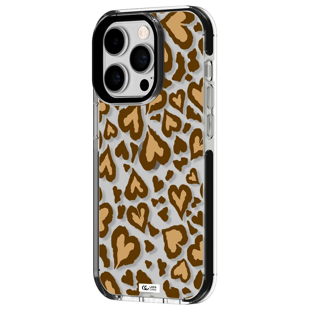 Heart Leopard Apple iPhone 14 pro impact black border Case