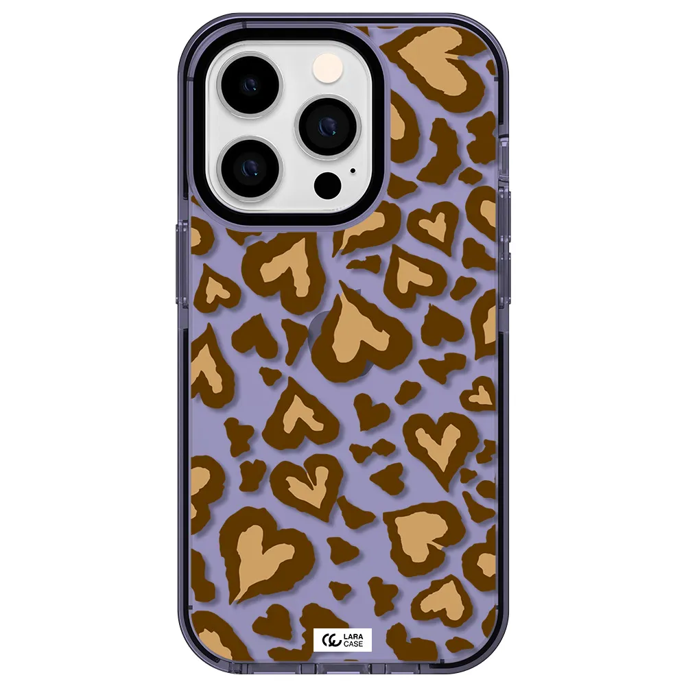 Heart Leopard Apple iPhone 14 pro impact Lilac Case