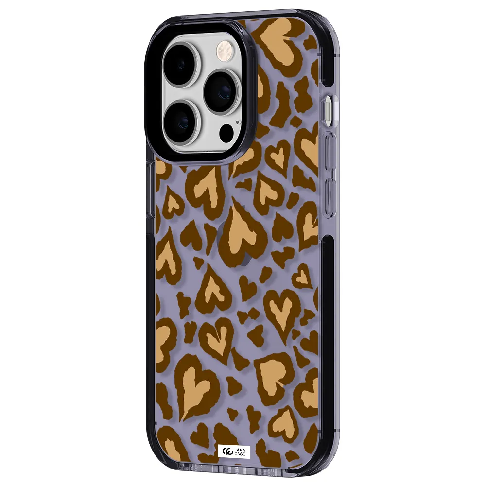 Heart Leopard Apple iPhone 14 pro impact Lilac Case