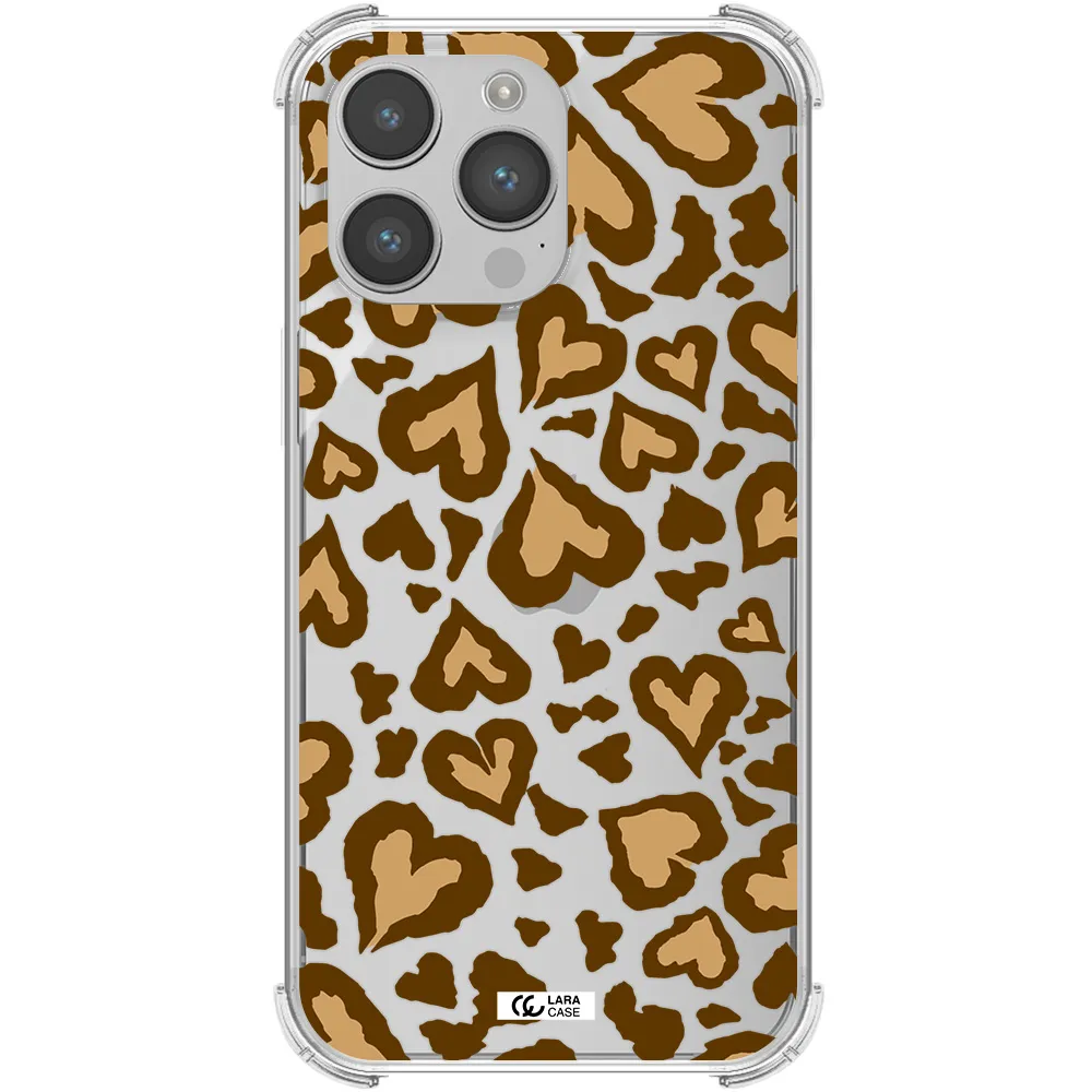 Heart Leopard Apple iPhone 14 pro max Clear PC Case
