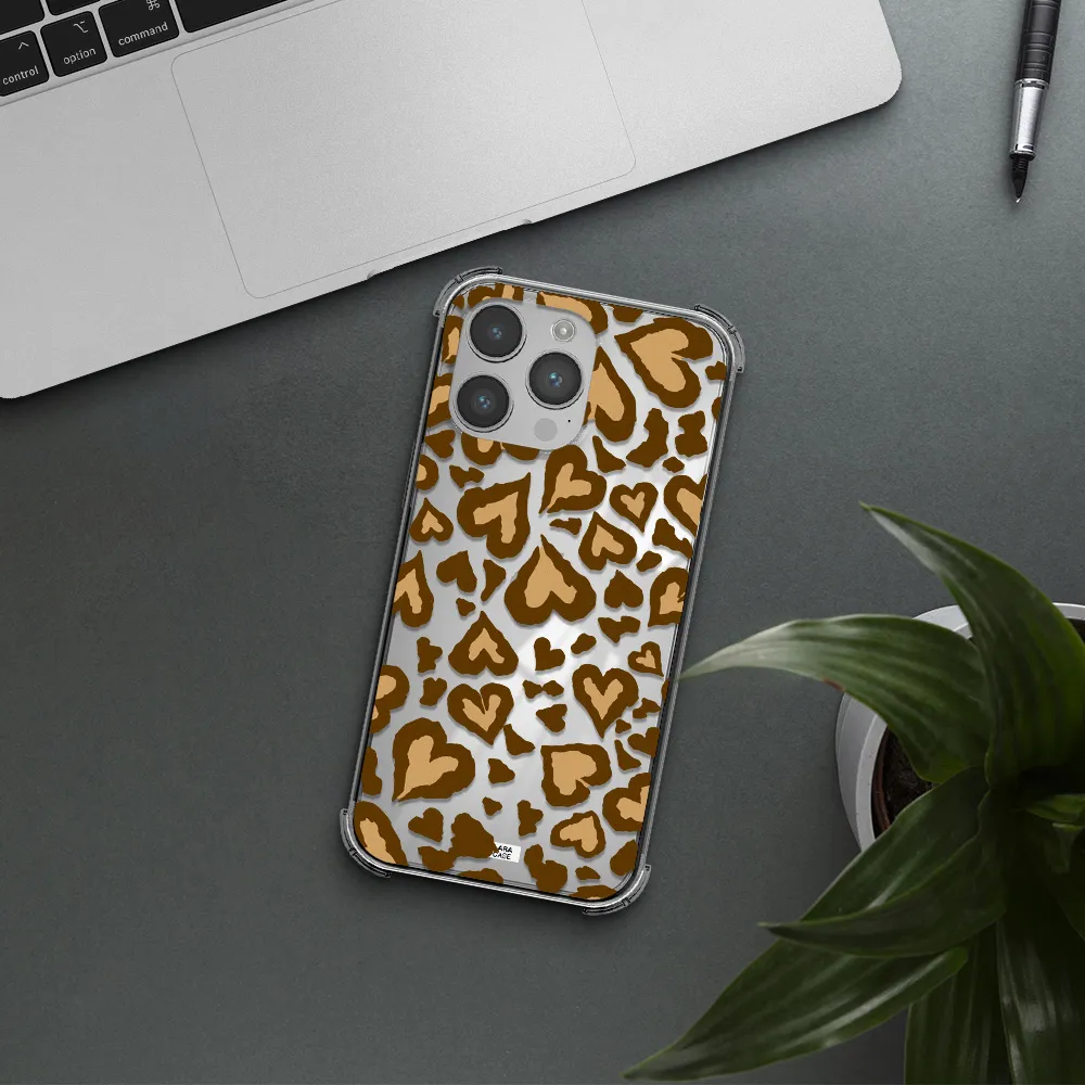 Heart Leopard Apple iPhone 14 pro max Clear PC Case