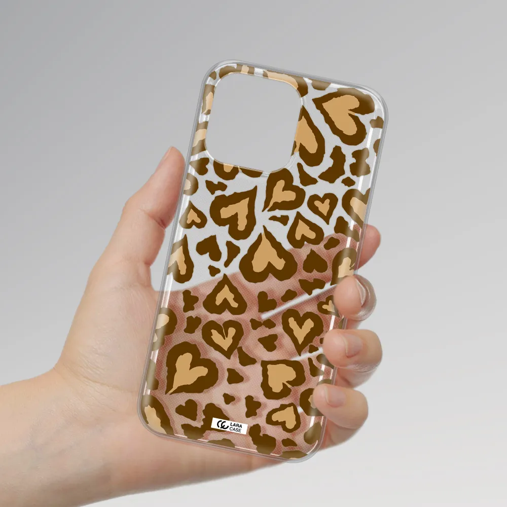 Heart Leopard Apple iPhone 14 pro max Clear TPU Case