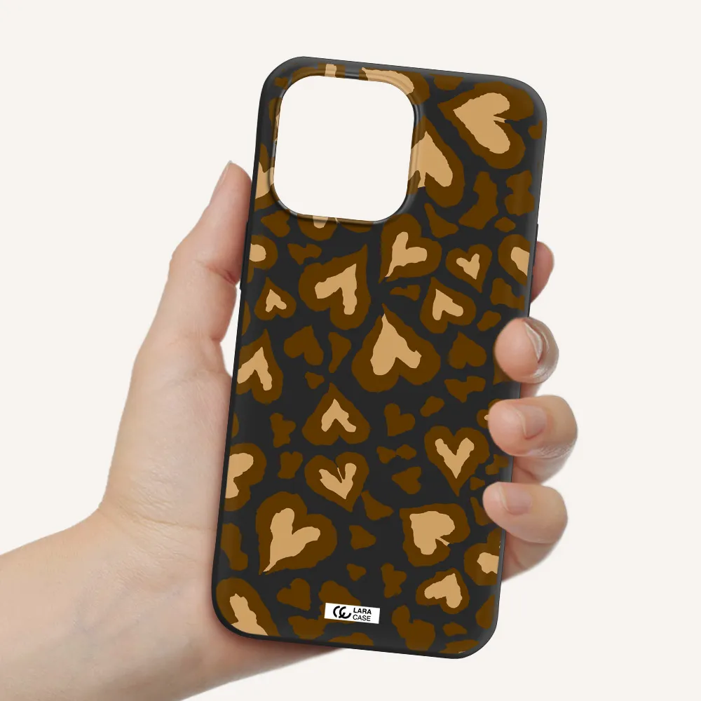 Heart Leopard Apple iPhone 14 pro max Silicone black Case