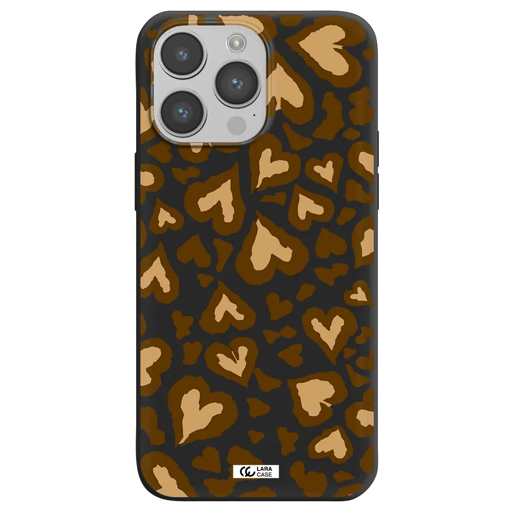 Heart Leopard Apple iPhone 14 pro Silicone black Case